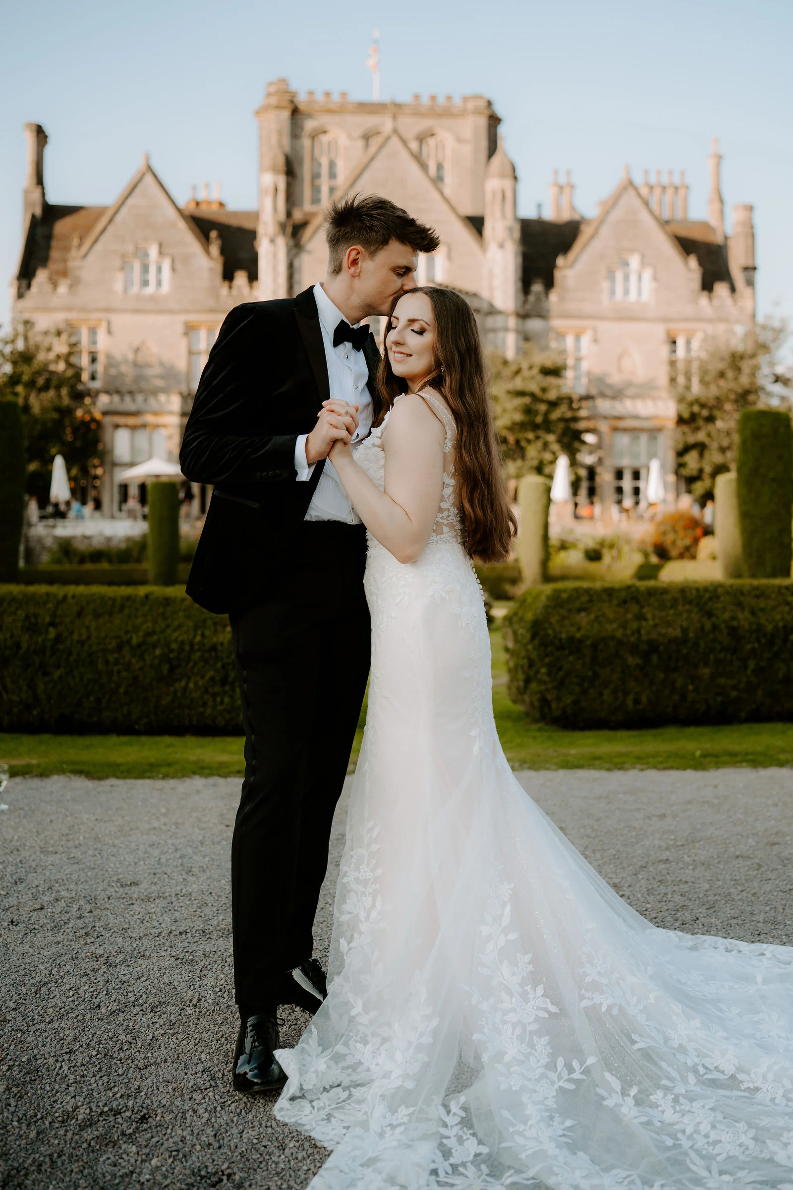 Emma & Kris | Golden Hour Golden evening light couple portrait at De Vere Tortworth Court