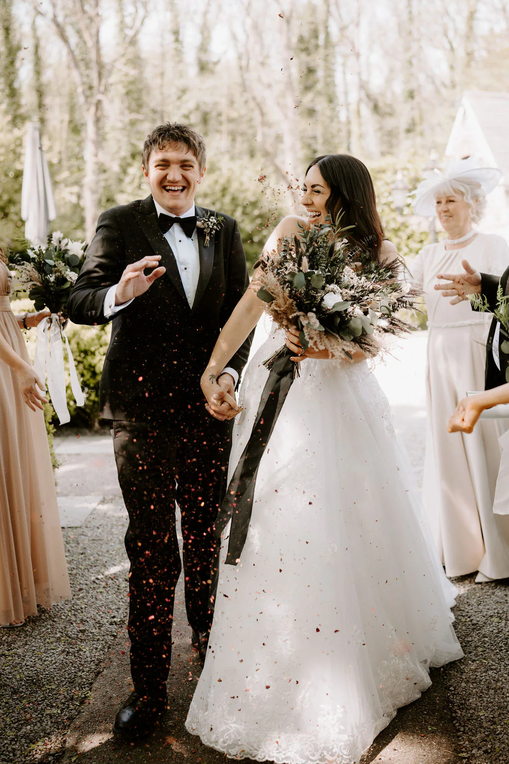 Pencoed House Estate Wedding Photographer & Videographer | Capel Llanilltern, Cardiff Amy and Dan romantic wedding portrait outside the 15th-century Old Hall at Pencoed House Estate
