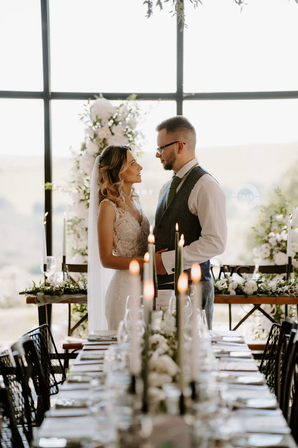 The Old House 1147 Wedding Photography & Film | Llangynwyd Beccy and Matthew romantic couple portrait outside the historic 12th-century stone inn at The Old House 1147