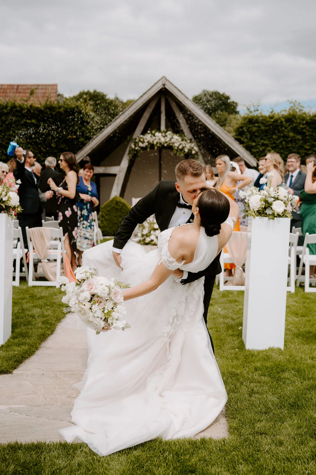 The Kingscote Barn Wedding Photographer & Videographer The Kingscote Barn Tetbury couple portrait in the private valley