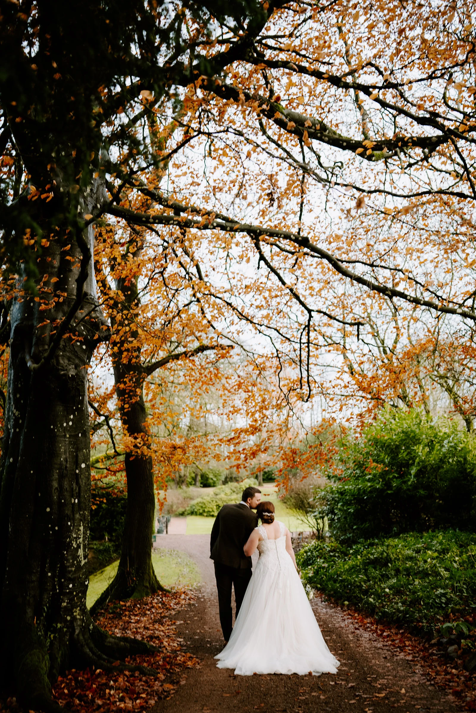 Zoe & Cory | Clearwell Castle Zoe and Cory romantic wedding portrait on the stone terraces of Clearwell Castle