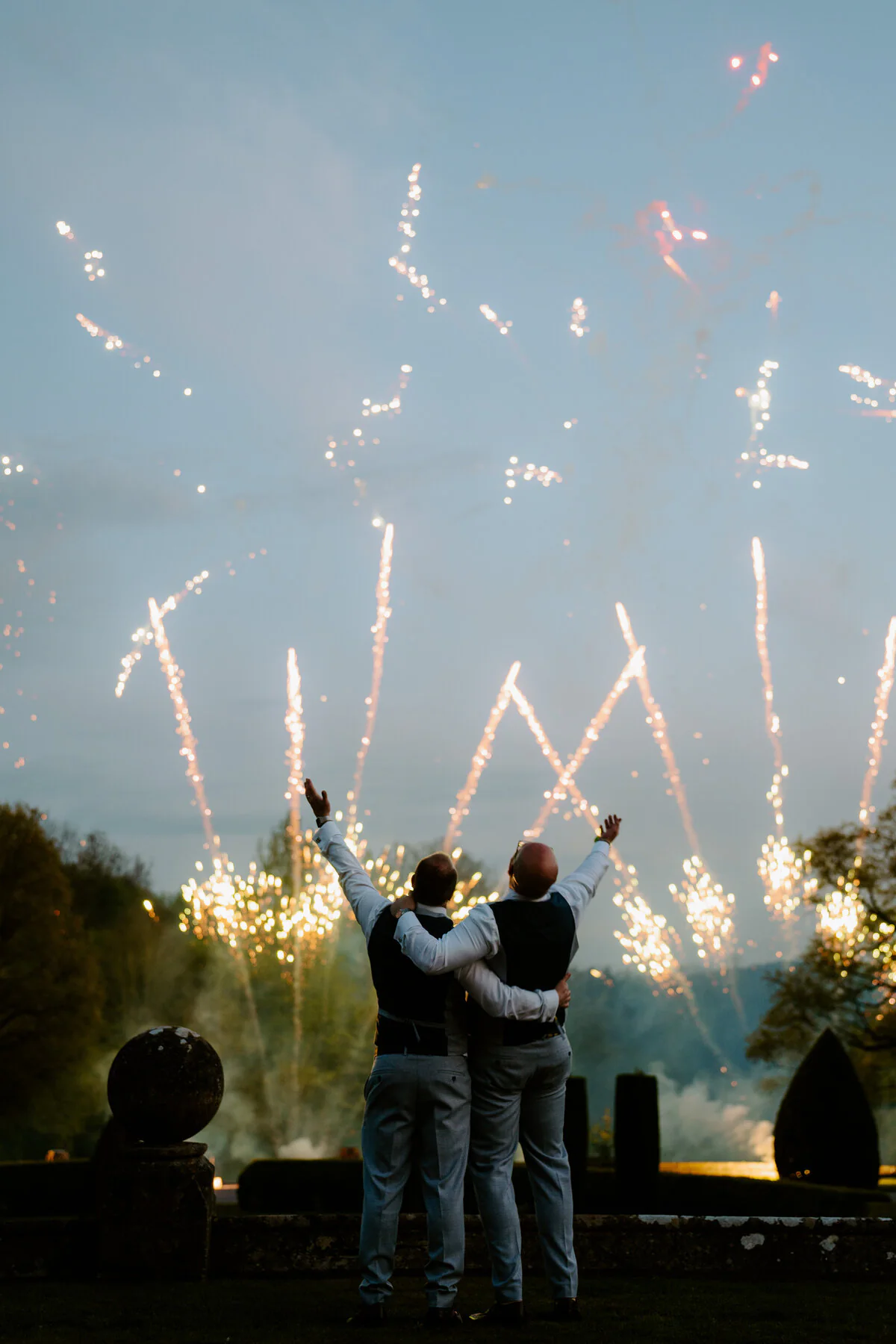 Dsc01843 Wedding fireworks lighting the night sky during a Cardiff wedding celebration.