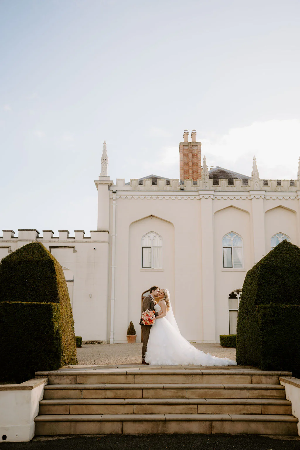 Combermere Abbey Wedding Videographer & Photographer | Shropshire Border Nikita & Nathan romantic wedding portrait in the walled gardens at Combermere Abbey