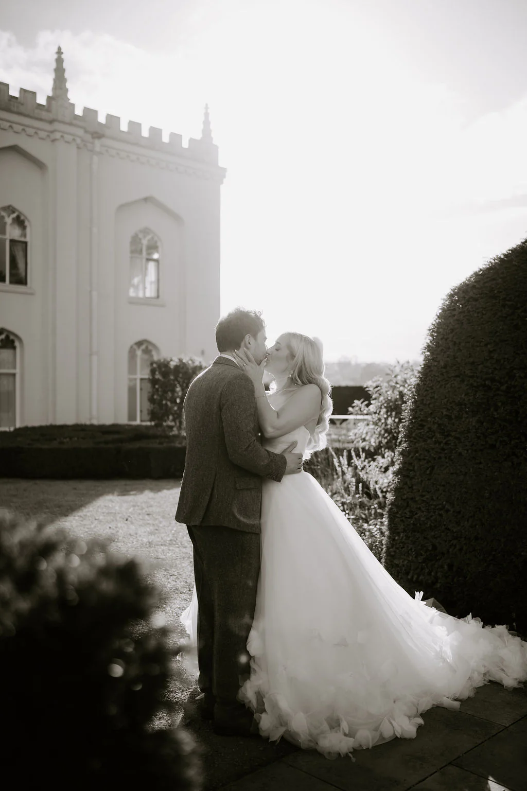 Combermere Abbey Wedding Photography | Shropshire Nikita & Nathan intimate couple portrait in the formal gardens at Combermere Abbey
