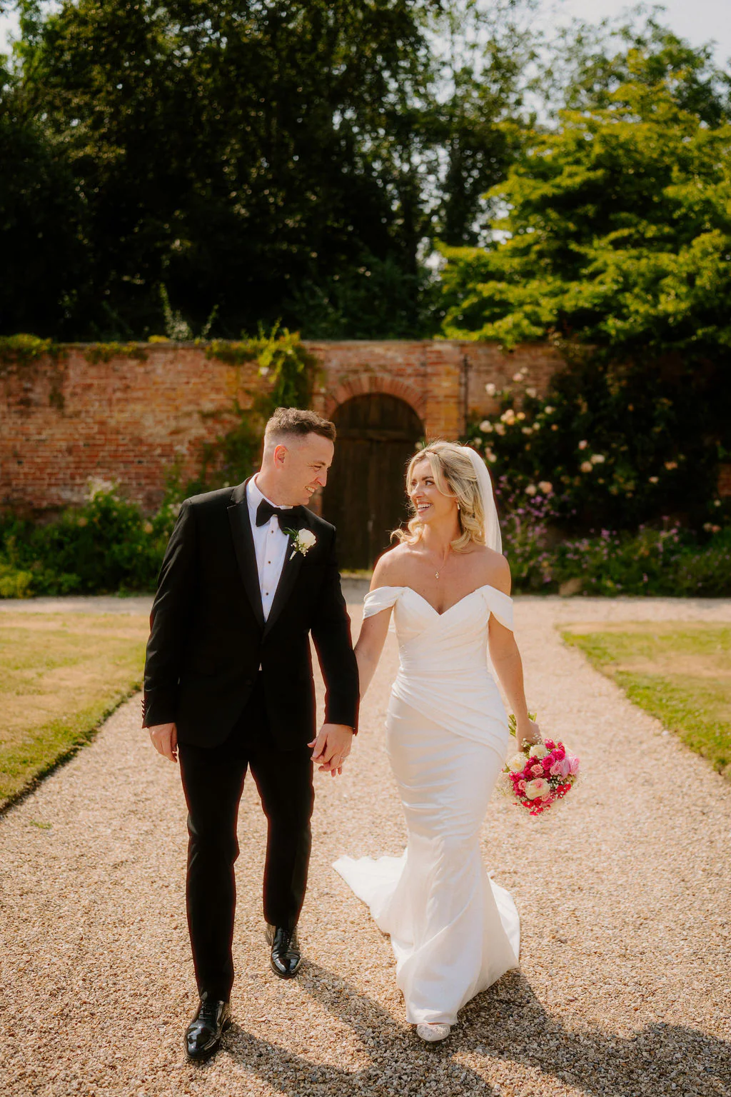 Elmhay Park Wedding Photography | Frome Outdoor drinks reception and guest mingling in the walled gardens at Elmhay Park near Frome