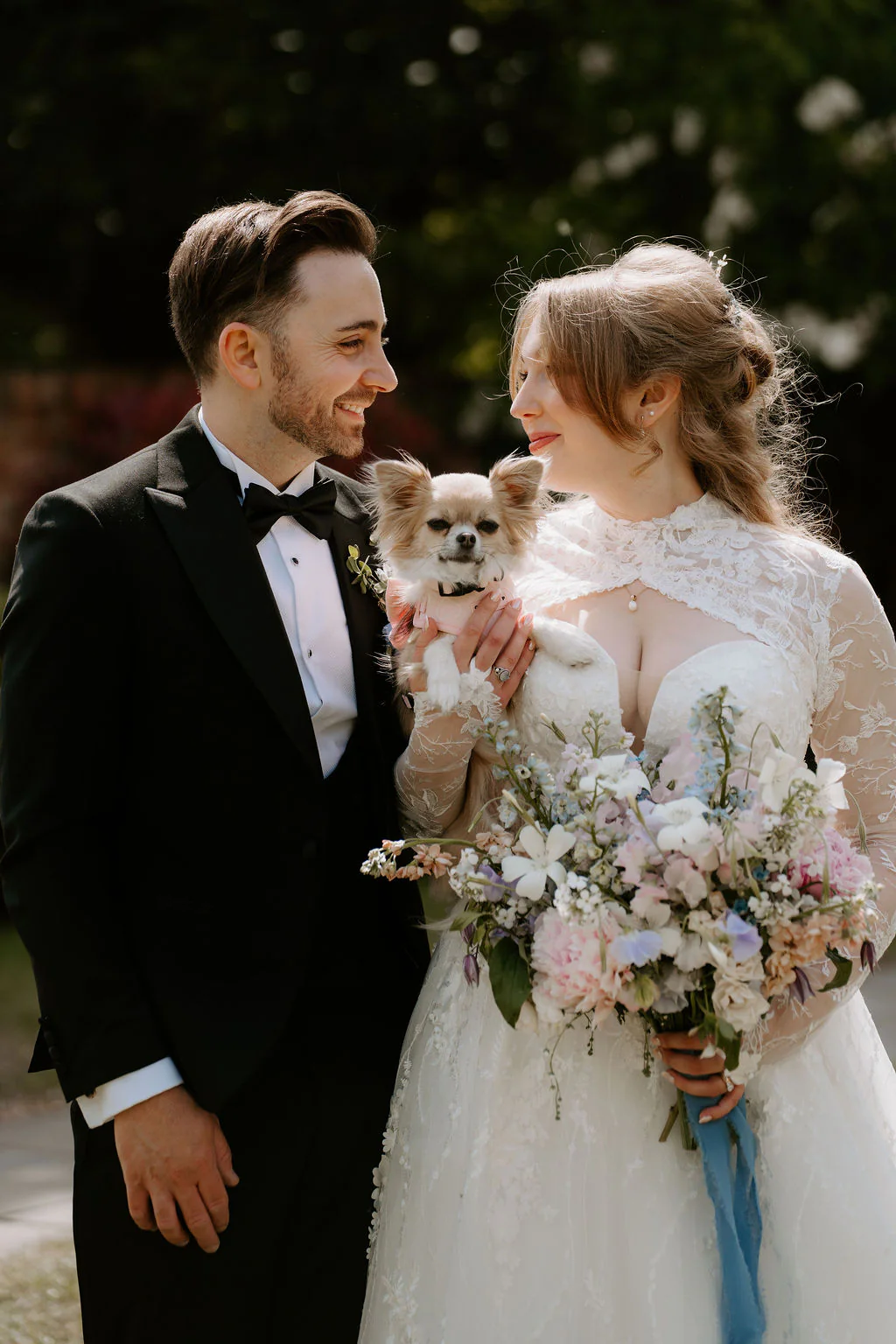 Elmbridge Farm Wedding Photography & Film | Droitwich Spa, Worcestershire Emily & Chris walking through the wildflower meadows by the lake at Elmbridge Farm